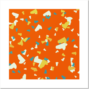 Abstract Terrazzo Tropical Orange Yellow Blue Aesthetic Posters and Art